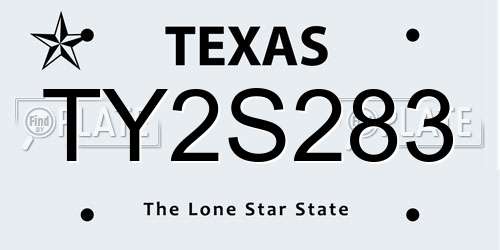 TY2S283 Texas License Plate