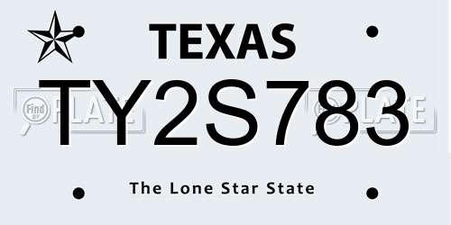 TY2S783 Texas License Plate