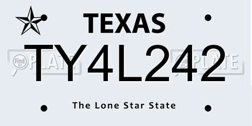 TY4L242 Texas License Plate