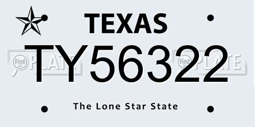TY56322 Texas License Plate