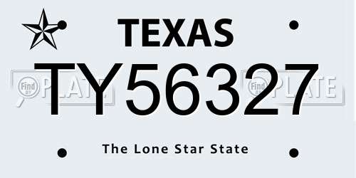 TY56327 Texas License Plate