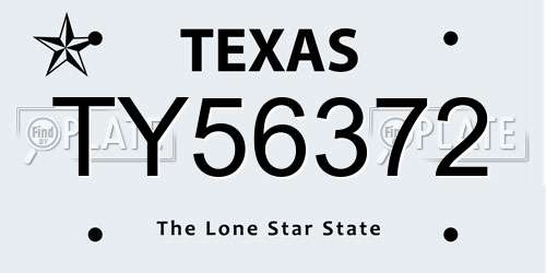 TY56372 Texas License Plate