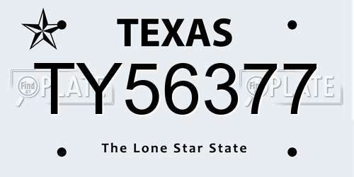 TY56377 Texas License Plate