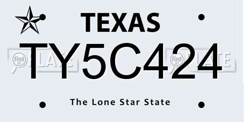 TY5C424 Texas License Plate