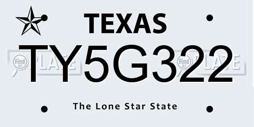 TY5G322 Texas License Plate