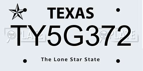 TY5G372 Texas License Plate