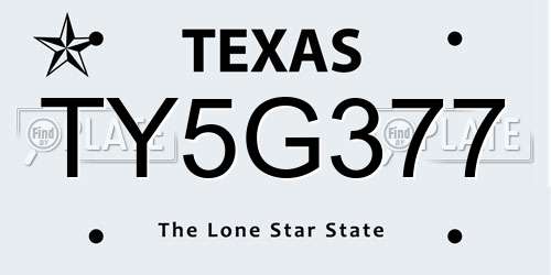 TY5G377 Texas License Plate