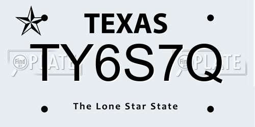 TY6S7Q Texas License Plate
