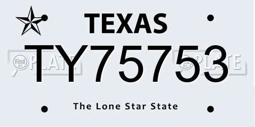 TY75753 Texas License Plate