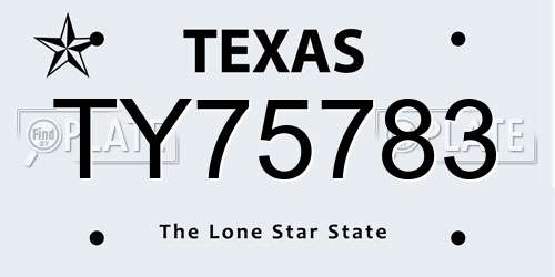 TY75783 Texas License Plate