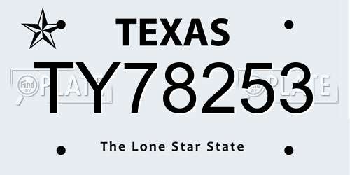 TY78253 Texas License Plate