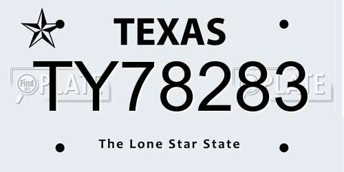TY78283 Texas License Plate