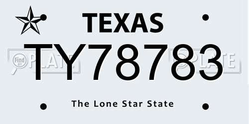 TY78783 Texas License Plate