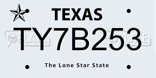 TY7B253 Texas License Plate