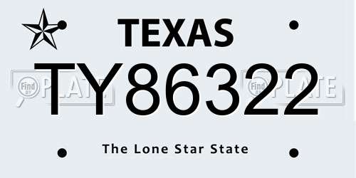TY86322 Texas License Plate
