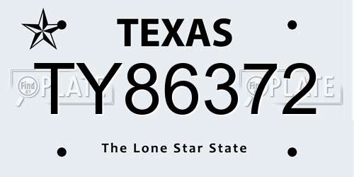 TY86372 Texas License Plate