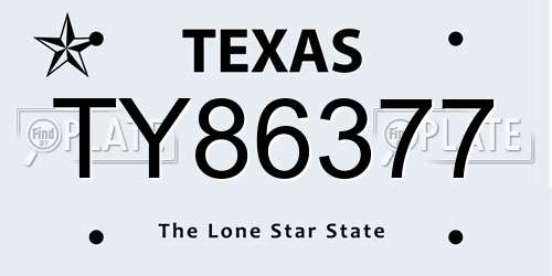 TY86377 Texas License Plate