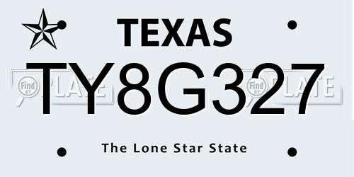 TY8G327 Texas License Plate