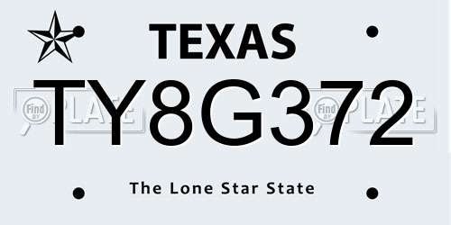 TY8G372 Texas License Plate
