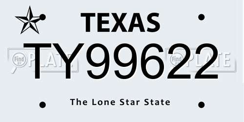 TY99622 Texas License Plate