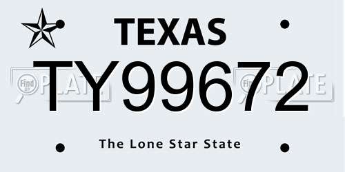 TY99672 Texas License Plate