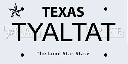 TYALTAT Texas License Plate