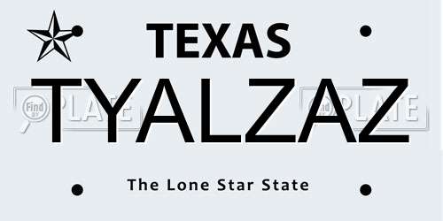 TYALZAZ Texas License Plate