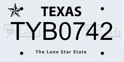 TYB0742 Texas License Plate