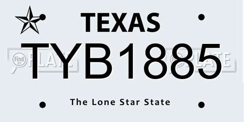 TYB1885 Texas License Plate