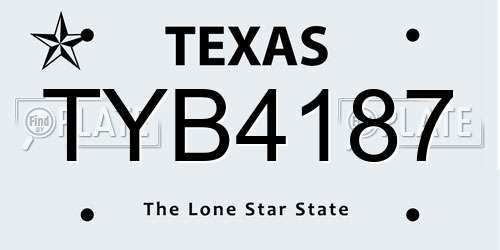 TYB4187 Texas License Plate
