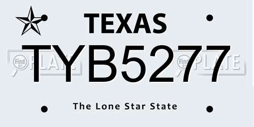 TYB5277 Texas License Plate