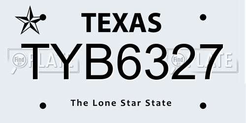 TYB6327 Texas License Plate