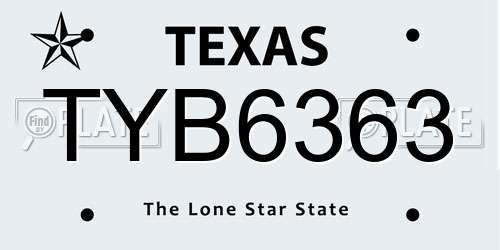 TYB6363 Texas License Plate