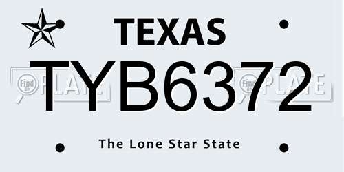 TYB6372 Texas License Plate
