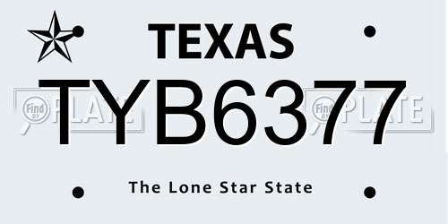 TYB6377 Texas License Plate
