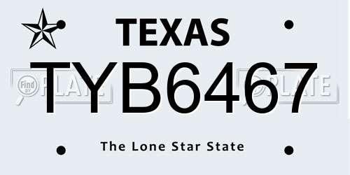 TYB6467 Texas License Plate