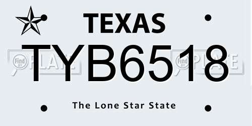 TYB6518 Texas License Plate