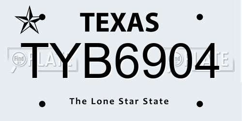 TYB6904 Texas License Plate
