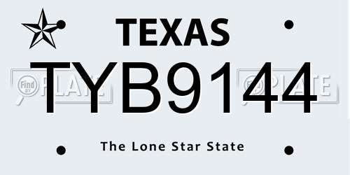 TYB9144 Texas License Plate