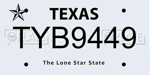 TYB9449 Texas License Plate