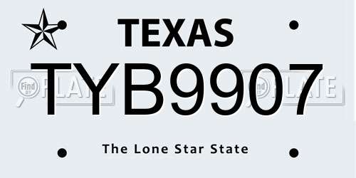 TYB9907 Texas License Plate