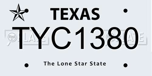 TYC1380 Texas License Plate