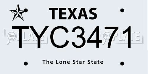 TYC3471 Texas License Plate