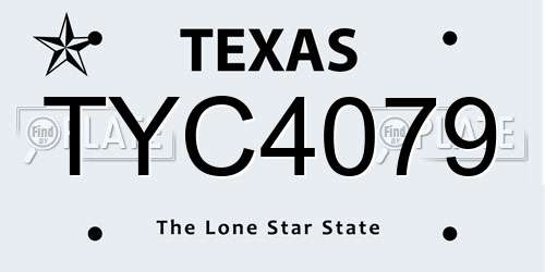 TYC4079 Texas License Plate