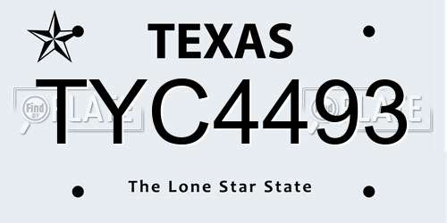 TYC4493 Texas License Plate