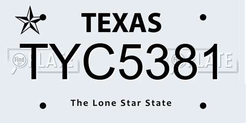 TYC5381 Texas License Plate