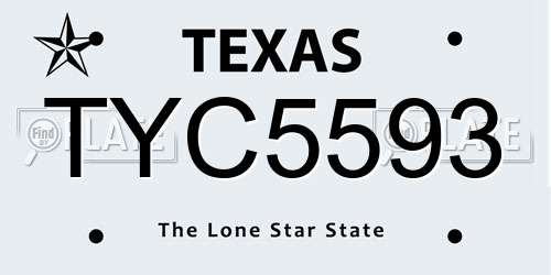 TYC5593 Texas License Plate