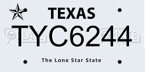 TYC6244 Texas License Plate