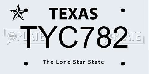 TYC782 Texas License Plate
