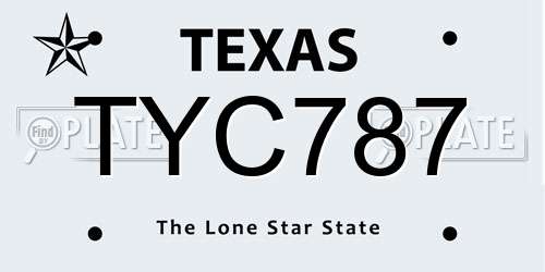 TYC787 Texas License Plate